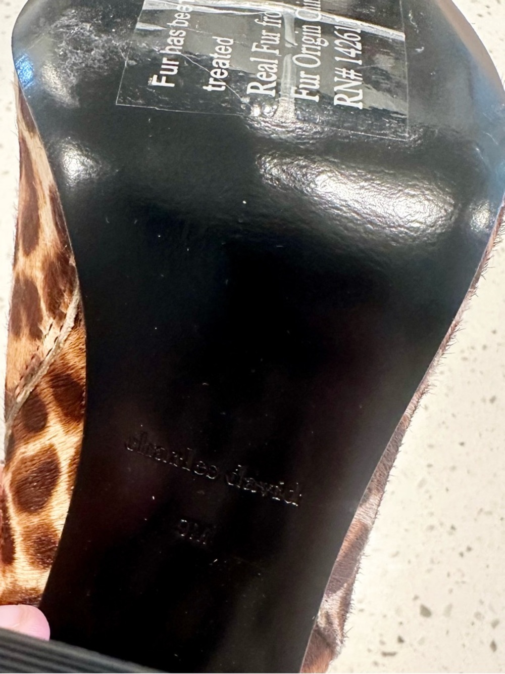 Charles David Leopard Print Block Heel Ankle Boots - Brown/Tan - Size: 9 - Picture 6 of 10